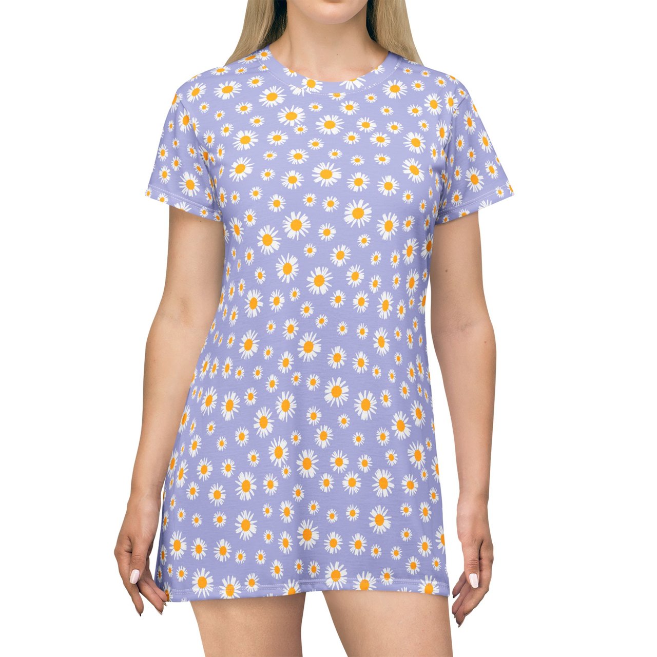 Comfortable T-Shirt Dress Chamomile Flowers