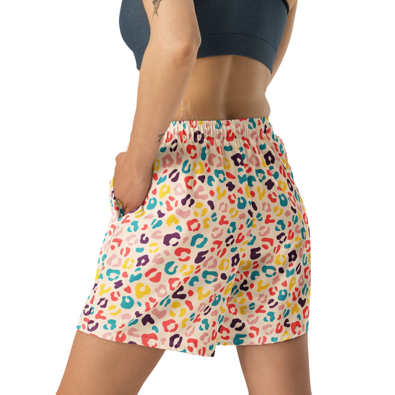 Cool Colorful Leopard Pattern Athletic Long Shorts for Casual Outfits