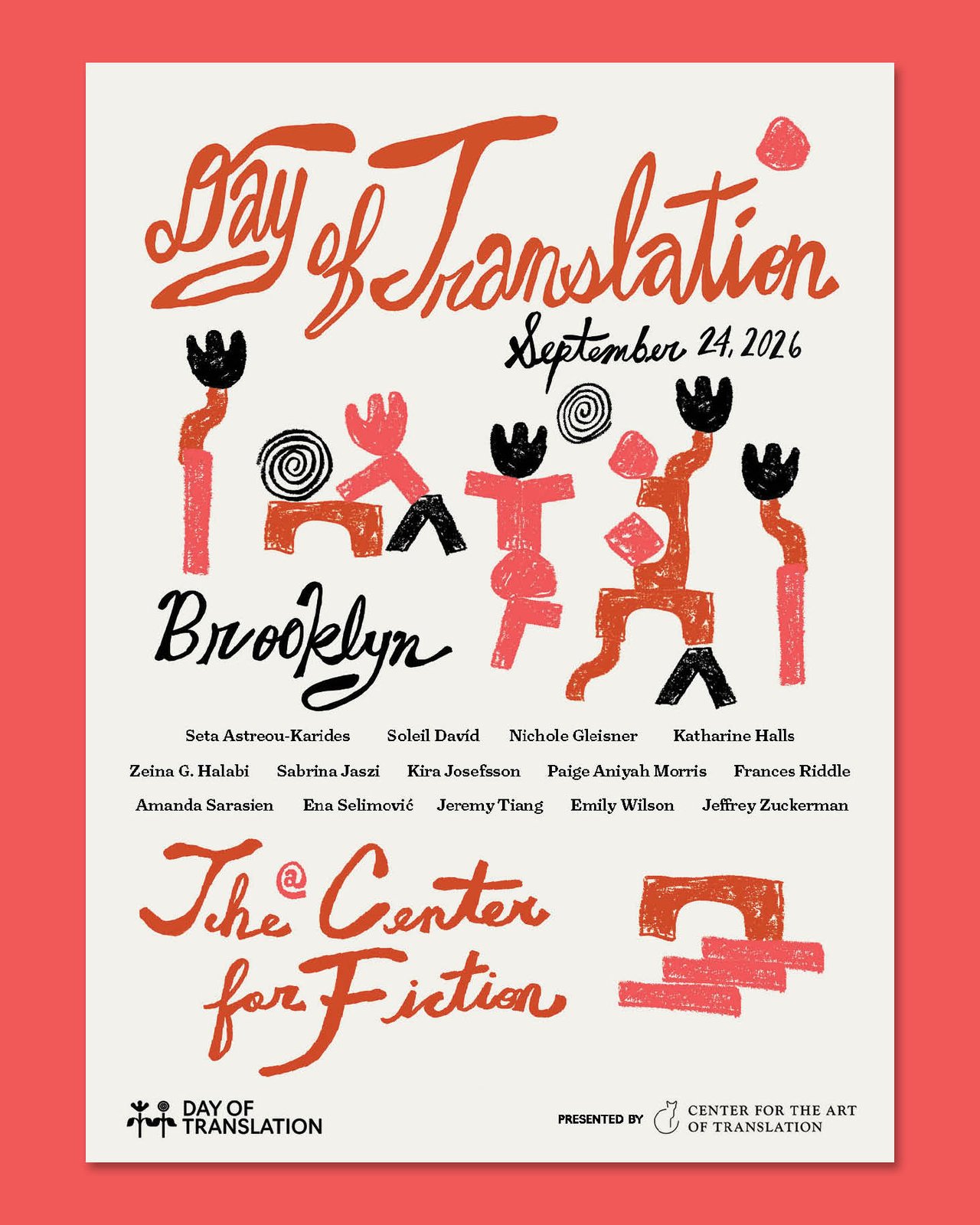 Graphic announcing the Day of Translation 2026, Sept 24, at The Center for Fiction, in Brooklyn, NY