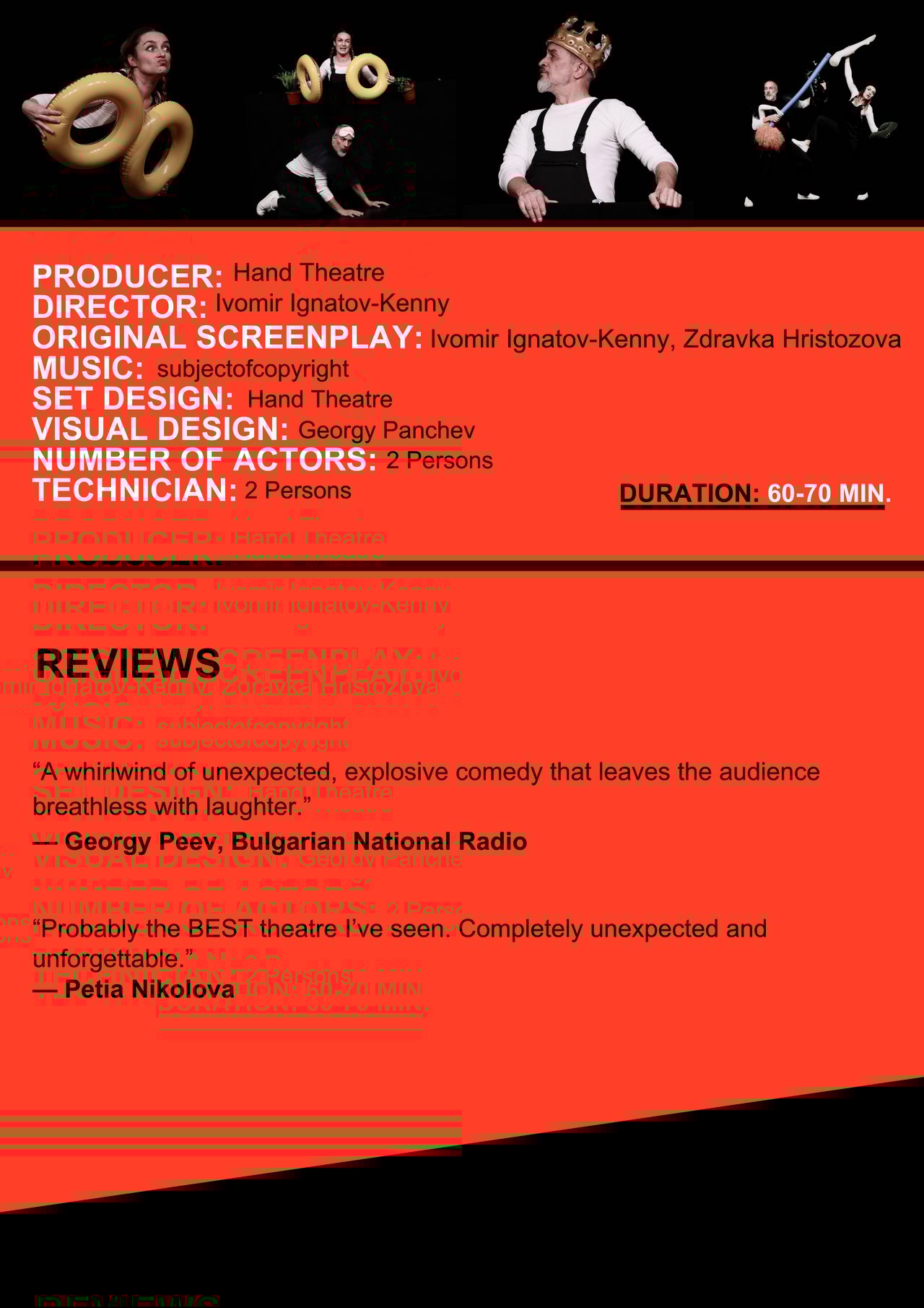 Актьорски състав на Театър Хенд в спектакъла Шекспир х 5