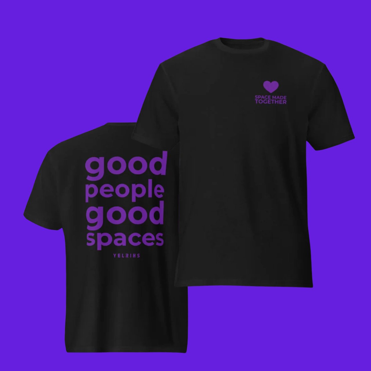 YELRIHS Floor Care t-shirt project about care, kindness, awareness and mutual respect within shared community spaces