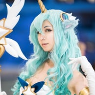 Vicky pictured in her Star Guardian Soraka cosplay