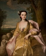 A portrait of Ann Fairfax as a shepherdess in a golden dress