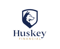 Huskey Financial Logo Huskey in profile with words huskey financial stacked underneath
