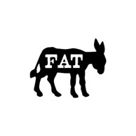 A donkey with the word fat written on it