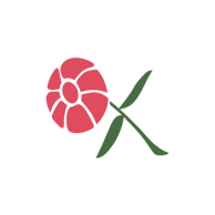 Sparks Florist logo composed of two hot pink flowers with green stems