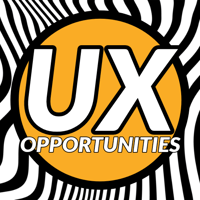 Logo: Zebra stripes surround an orange circle with "UX  Opportunities" on top