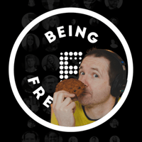 Being Freelance logo with a photo of Steve Folland and a massive cookie