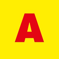 Red 'A' on yellow background