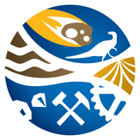 Abstact Earth logo with various symbols representing the various schools of geoscience research