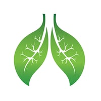 Lung Foundation Australia Logo - two green leaves shaped like lungs