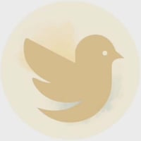 Light brown bird icon on a pale circular background. / হালকা বাদামী রঙের পাখির আইকন, ফিকে গোল ব্যাকগ্রাউন্ডে