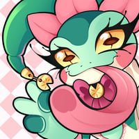 Digital art of a frog clown character, with their tongue out appearing to lick the camera. Their right hand is visible in a peace sign