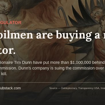 Dekleptocracy graphic on Tim Dunn money behind Bo French