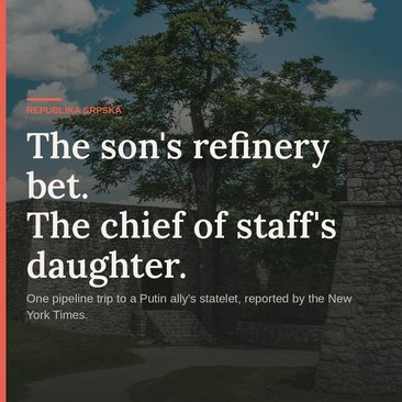 The Son's Refinery Bet, the Chief of Staff's Daughter, Dekleptocracy. Cover graphic