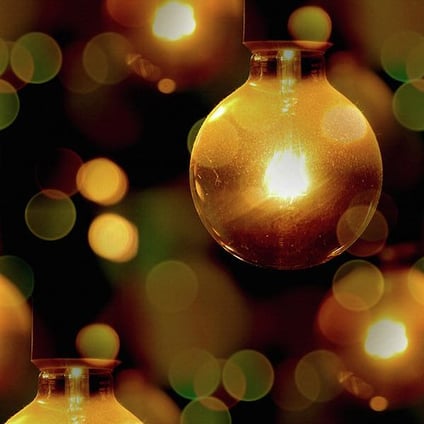 Golden String Lights with Bokeh Greeting Card by Shelli Fitzpatrick 