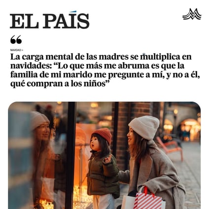 ¿Quién sostiene realmente la Navidad? Casi siempre, las madres. ⭐ La Navidad hace visible lo que ocurre todo el año: la carga mental recae sobre las madres. La periodista Diana Oliver, en El País, lo confirma con datos de la encuesta presentada por Make Mothers Matter en el Parlamento Europeo: 📊 78% de las madres españolas están sobrecargadas 📊 Asumen 64% de las tareas del hogar 📊 Solo 53% siente reconocimiento En estas fechas, la desigualdad se intensifica: regalos, organización, colegio, logística emocional… un trabajo invisible que sostiene a las familias. Este artículo muestra por qué visibilizar la carga mental y el cuidado es esencial para avanzar hacia la igualdad.