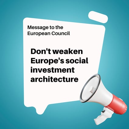 Graphic highlighting an open letter signed by more than 250 organisations calling on European Union leaders to protect and strengthen social investment in the next EU budget. The letter urges the preservation of the European Social Fund Plus (ESF+) and European Regional Development Fund (ERDF), increased funding for social inclusion, child poverty reduction, employment, skills development, care services, and support for vulnerable communities. Make Mothers Matter supports the call for a people-centred EU budget that invests in families, caregivers, social cohesion, and wellbeing across Europe.
