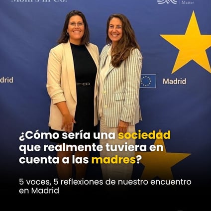 Speakers at the Make Mothers Matter Madrid event discussing motherhood, care and gender equality at the European Parliament Office in Spain.