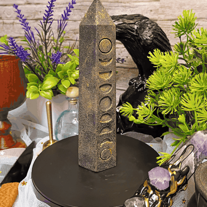 Lunar Witch Tower candle by Bruja's Flame, gothic witch tower candle for altar decor, witchcraft home decor, fantasy candle, moon magic decor, pagan gift, occult decor, handcrafted luxury beeswax soy candle
